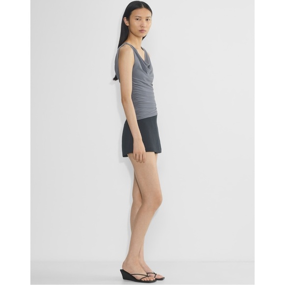 Wilfred Smooth Matter Clarissa Gray Blue Sleek Drapey Cowlneck DressTop sz S - Picture 10 of 11